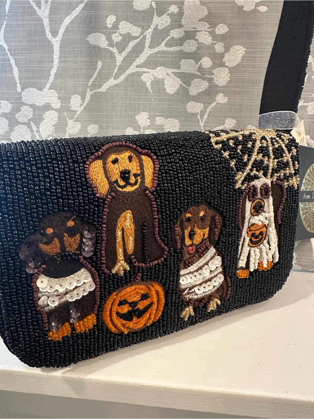 NWT Beaded Dachshund Dog Halloween Purse